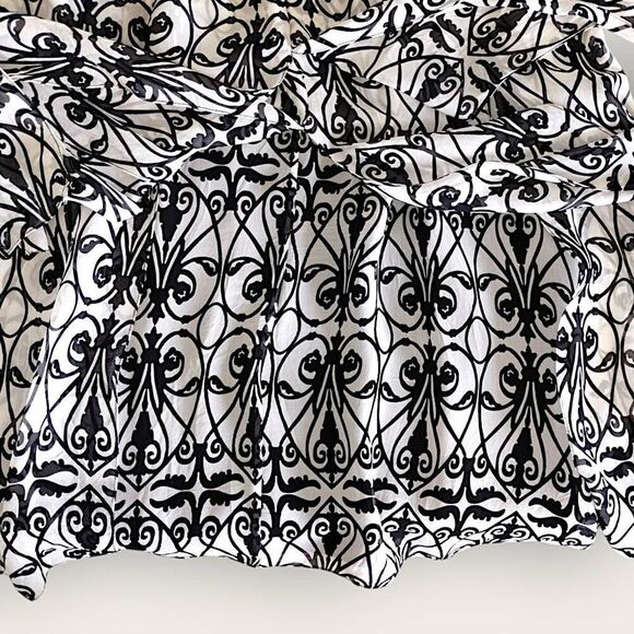 Talbots Skirt Womens Sz 14 Petite Silk Blk White Layers Streamers Chiffon Vtg 90 - Picture 5 of 12